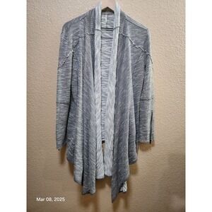 Free People‎ In The Loop Cardigan Size Small Gray Zip Wrist Asymmetrical Drape